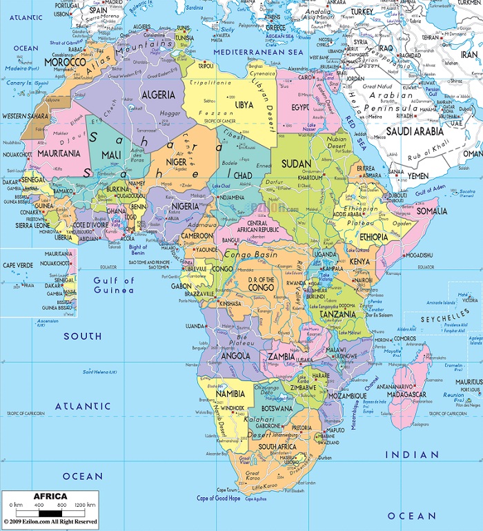 Giới Thiệu Về Bản Đồ Châu Phi Mới Nhất